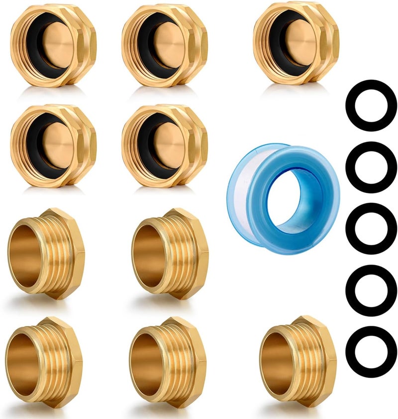 SIGURANTA garden hose cap, brass 3/4in hose covers and plugs, outdoor faucet covers, hose plug caps (5 Cap 5 Plug) - Image 1